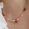 Freshwater Pearl & Zircon Crystal Agate Pendant Necklace