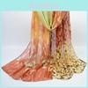 Luxurious Silk Soft Chiffon Shawl Wrap Scarve With Timeless Floral Design For Women