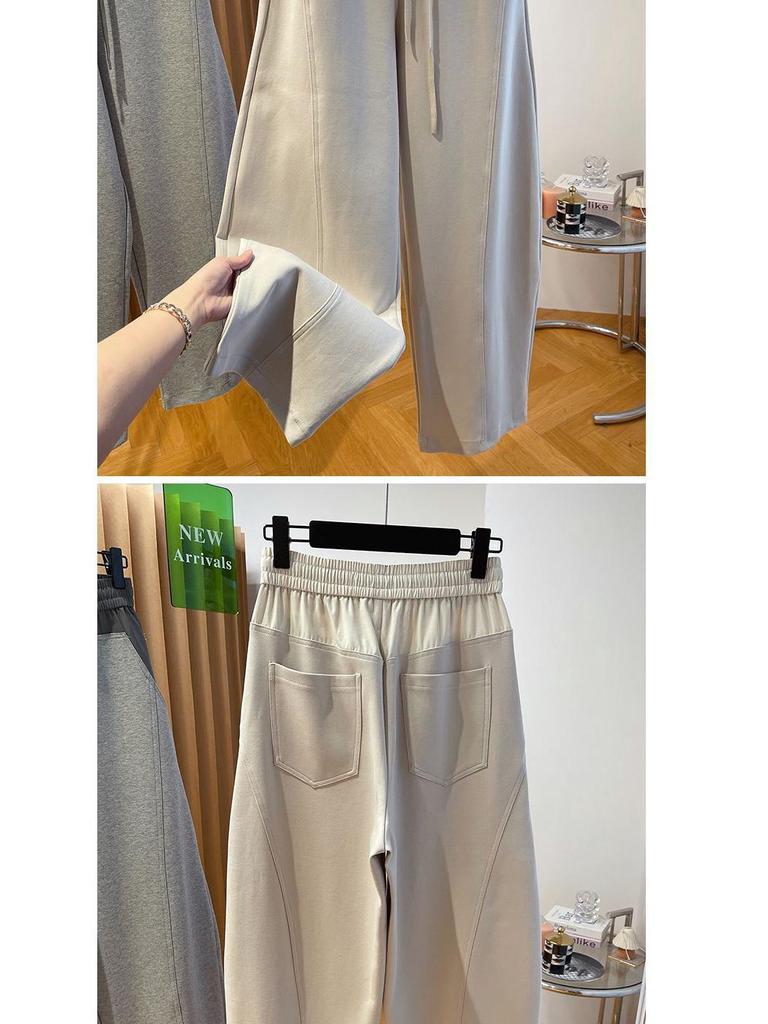 Spring 2024 Women's High-Waist Color-Contrast Wide-Leg Pants