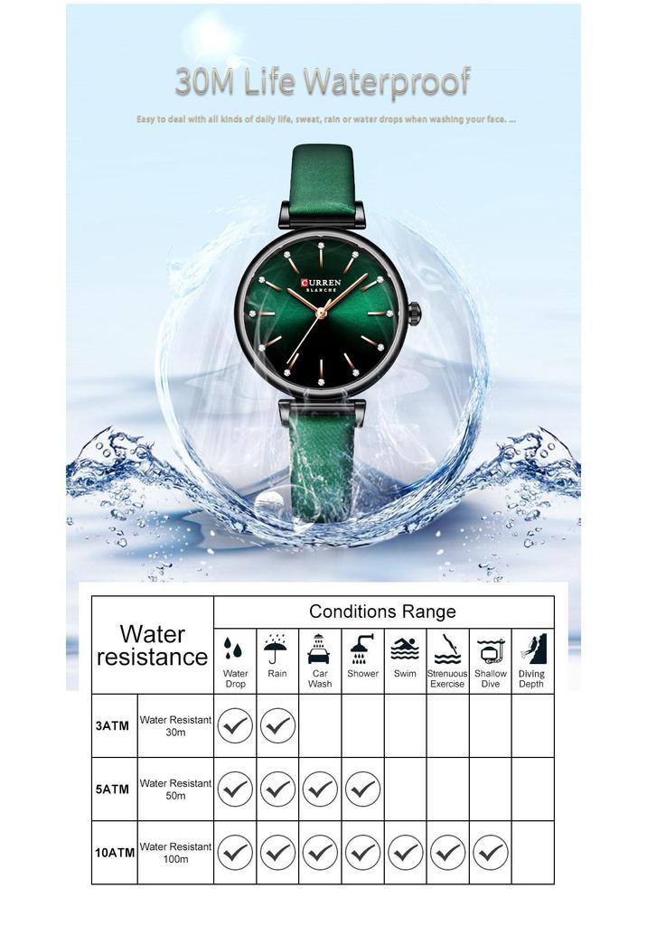 CURREN 9081 Damen Retro Lederarmband Ultra-dünne Wasserdichte Uhr