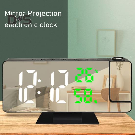 LED-Digitalwecker, großer Bildschirm, Mehrzweck-Projektor-Deckenuhr im 12/24-Stunden-Format mit Zeit-/Temperaturanzeige