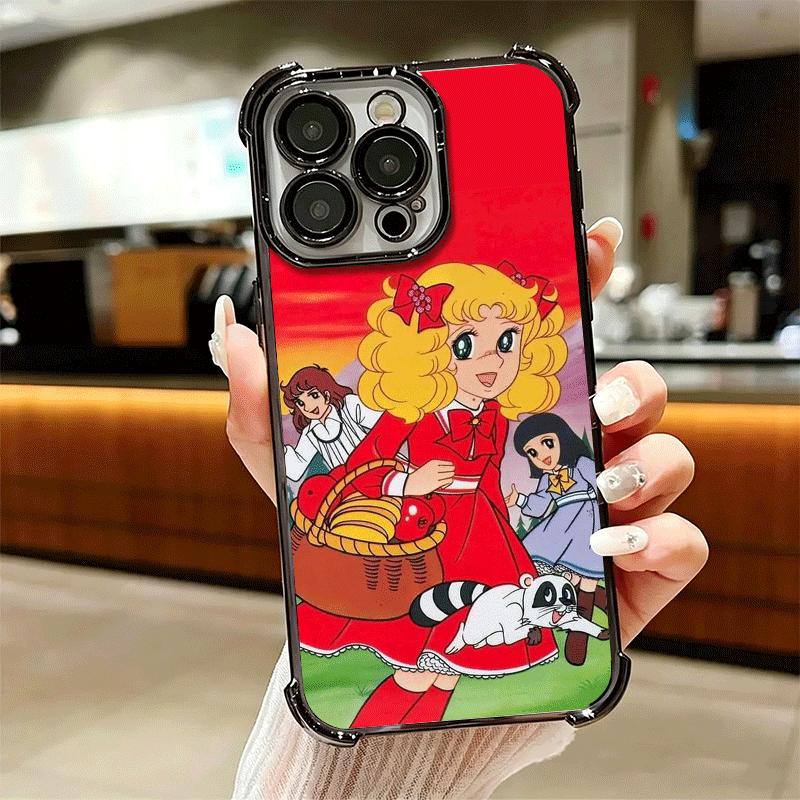 Candy 90s Cartoon Plating Phone Case For Iphone 16 17 Pro Max Air 16E 14 15 Plus 12 13 Mini Anti-Fall Airabag Cover