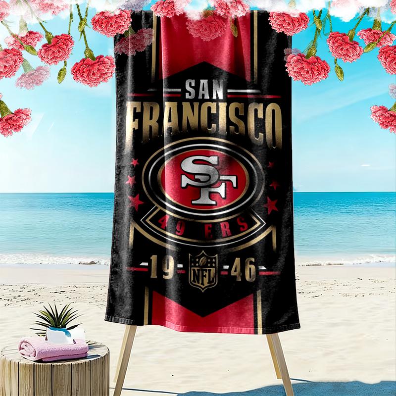 San Francisco 49ers Print Strandtuch, Großes Weiches Schnelltrocknendes Handtuch für Strand Camping Schwimmen