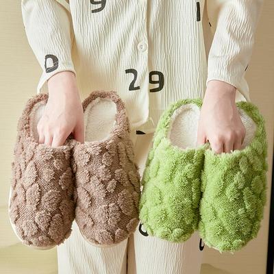 Cozy Plush Cotton Slippers for Women and Men - Anti-Slip Indoor Home Footwear for Couples - Warm Soft Bottom House Shoes for Autumn/Winter