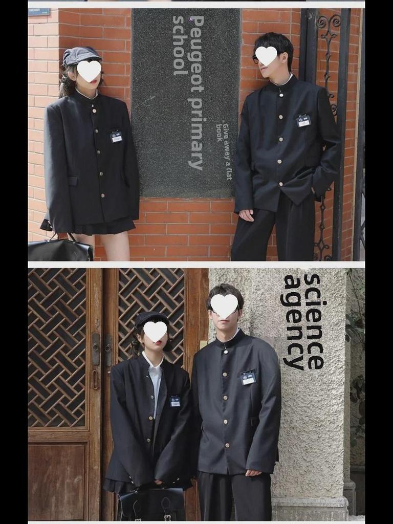 Japanese Style Stand Collar Zhongshan Suit: Men's Casual College Couple's Uniform