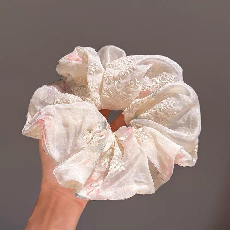 Koreanische Mode Leopardenmuster übergroßes Scrunchie für Frauen elastisches großes Haarband Mädchen schwarze Haargummis Retro Haarband