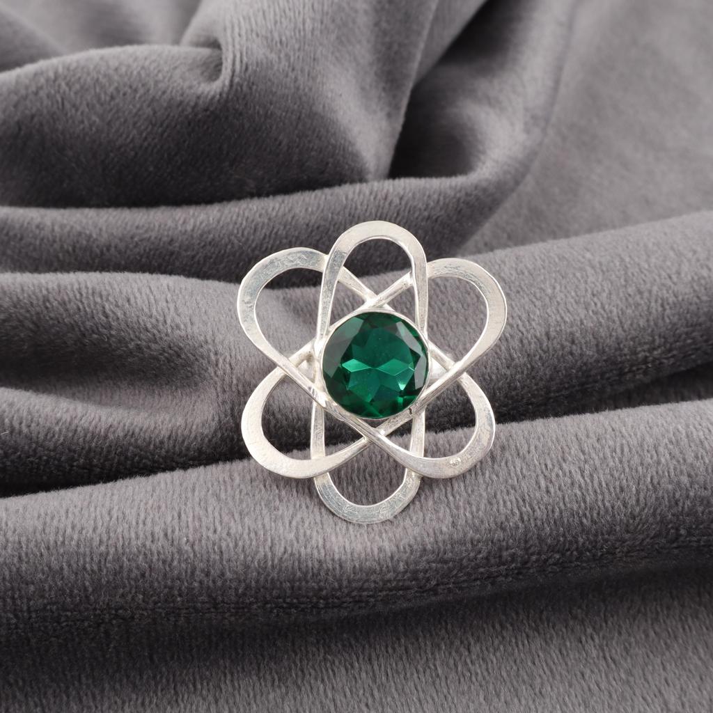 Green Emerald Lab-Created Gemstone Jewelry, 925 Solid Sterling Silver Ring, Handmade Wonderful Silver Women's Ring Gift For Women