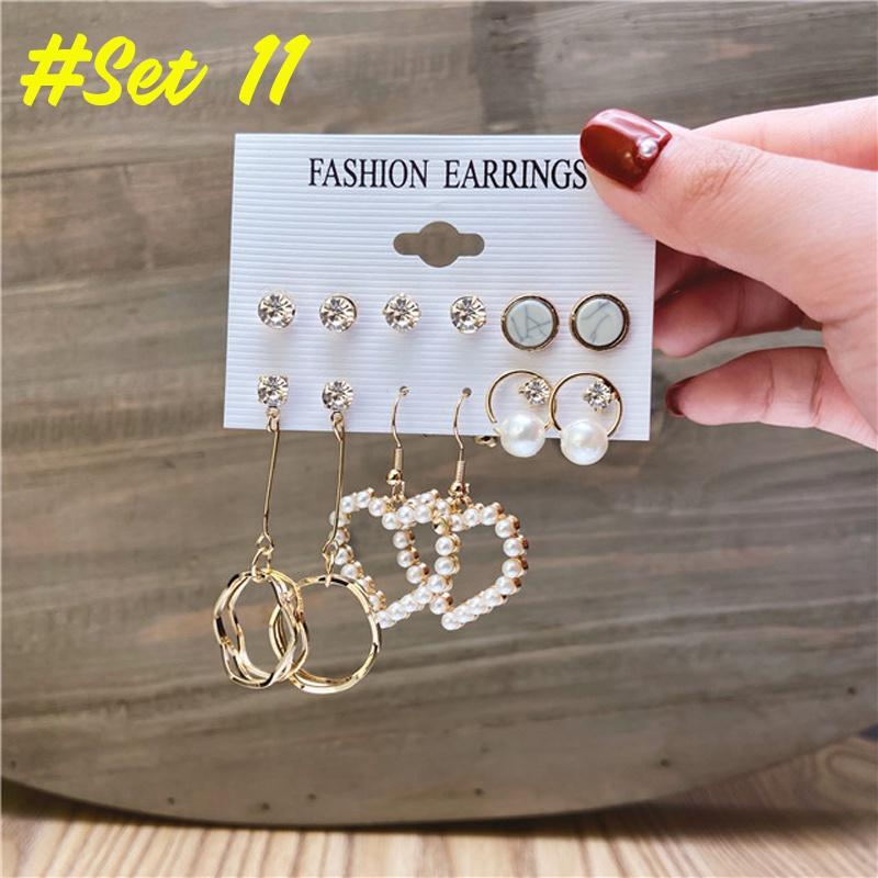17KM Fashion Pearl Hoop Earrings Set for Women Geometirc Gold Metal Circle Hoop Earrings Brincos 2021 Trend Jewelry Gift