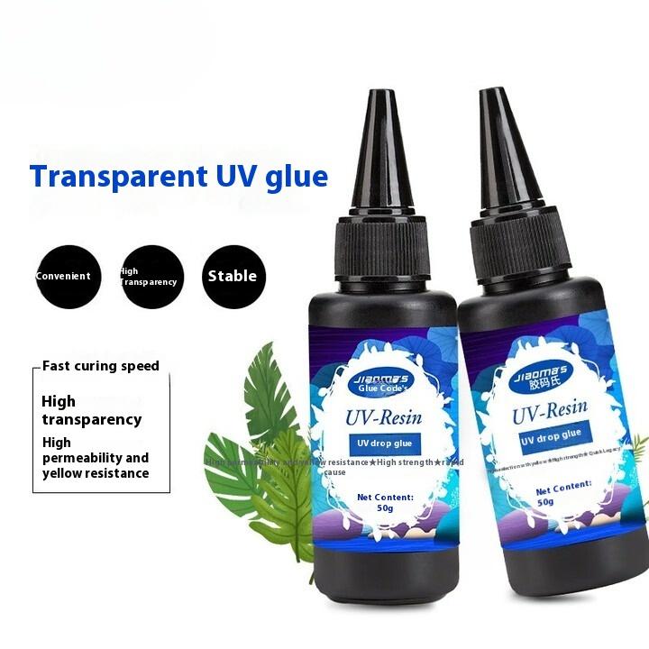 Quick-drying UV Glue 50g Handmade DIY Quick-drying Drip Glue for Sticking Tempered Coffee Tables Metal and Crystal decor