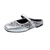 Sequined Silver Bag Head Half Slippers Women's Shoes 2025 New Spring and Summer Temperament Mary Jane Flat Shoes
