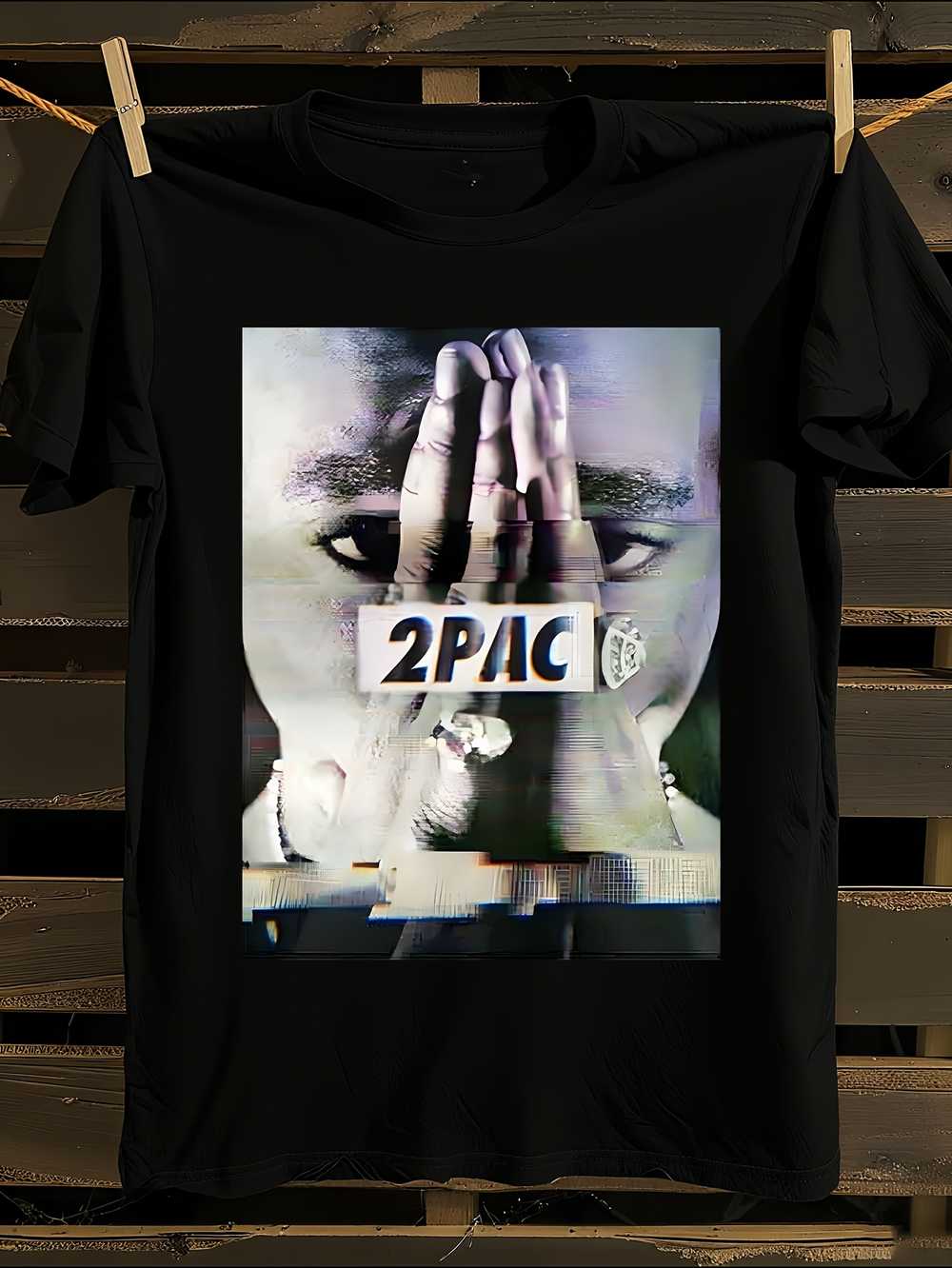 

Tupac Iconic 2Pac Logo T-Shirt Mens Tshirt Womens Tshirts with Letters Print Short Sleeves T-Shirt Casual Street Tee Shirt Top S