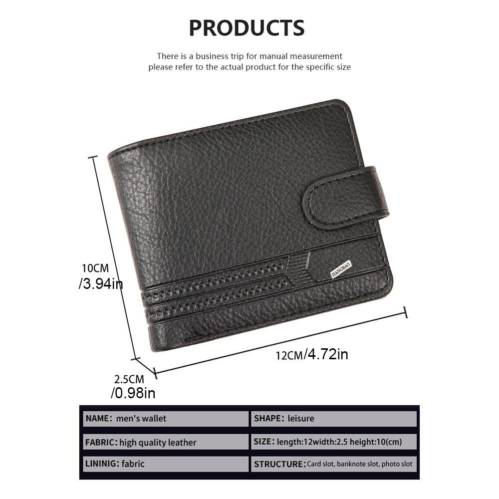 PU Leather Two Fold Wallets Urban Recreational Style Solid Color Male Wallet Multifunction ID Badge Holder Men's Short Wallet