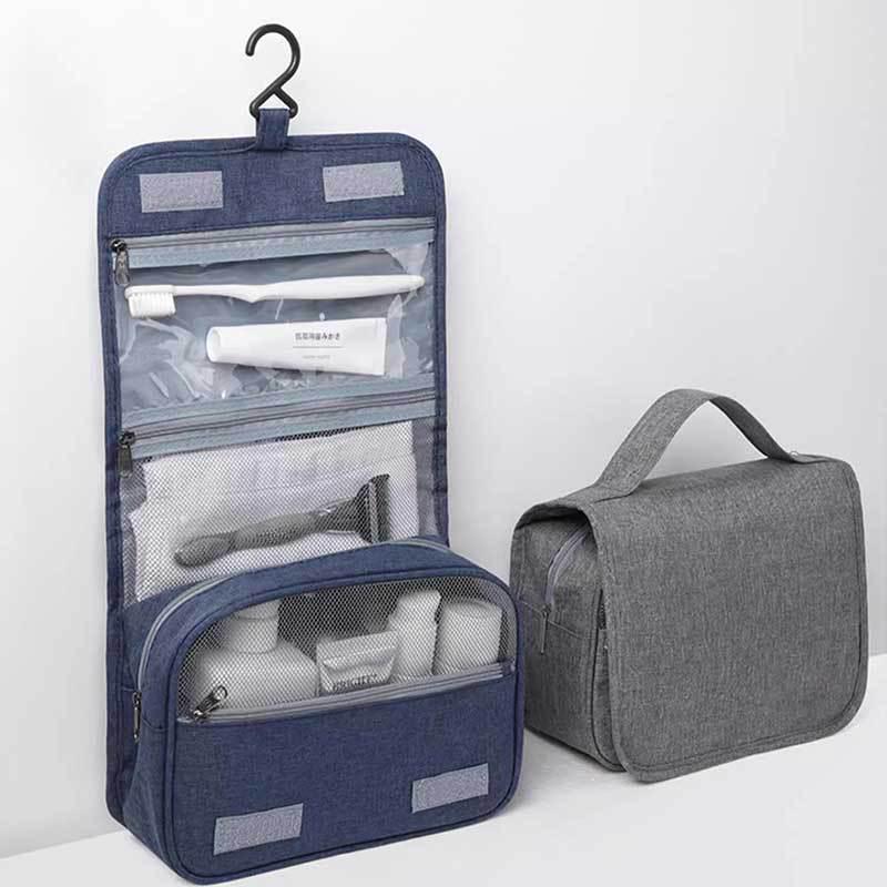 Foldable Waterproof Travel Wash Bag with Wet/Dry Separation and Wall-Hanging Design