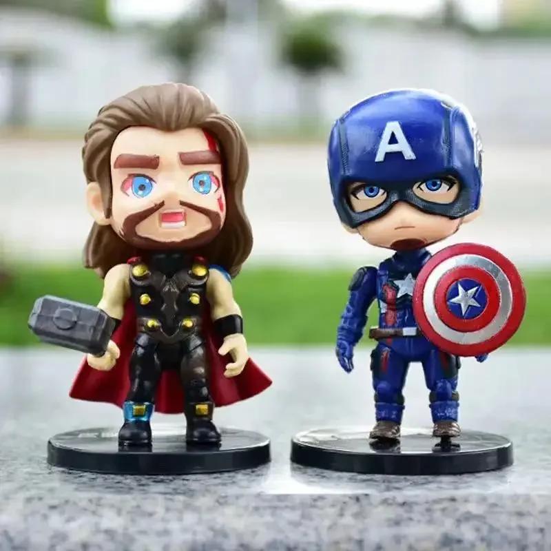 6pcs/set Marvel Avengers Black Panther Thanos Ironman Spiderman Captain American Hulk Figure Model Toys Birthday Gift