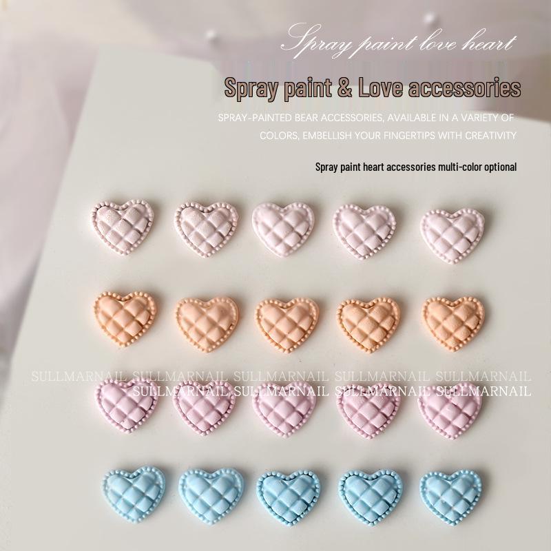 Nail Art Jewelry: Heart-Shaped Metal Cartoon Flat Bottom Spray Paint 3D Peach Heart Decorations (5 Pcs)