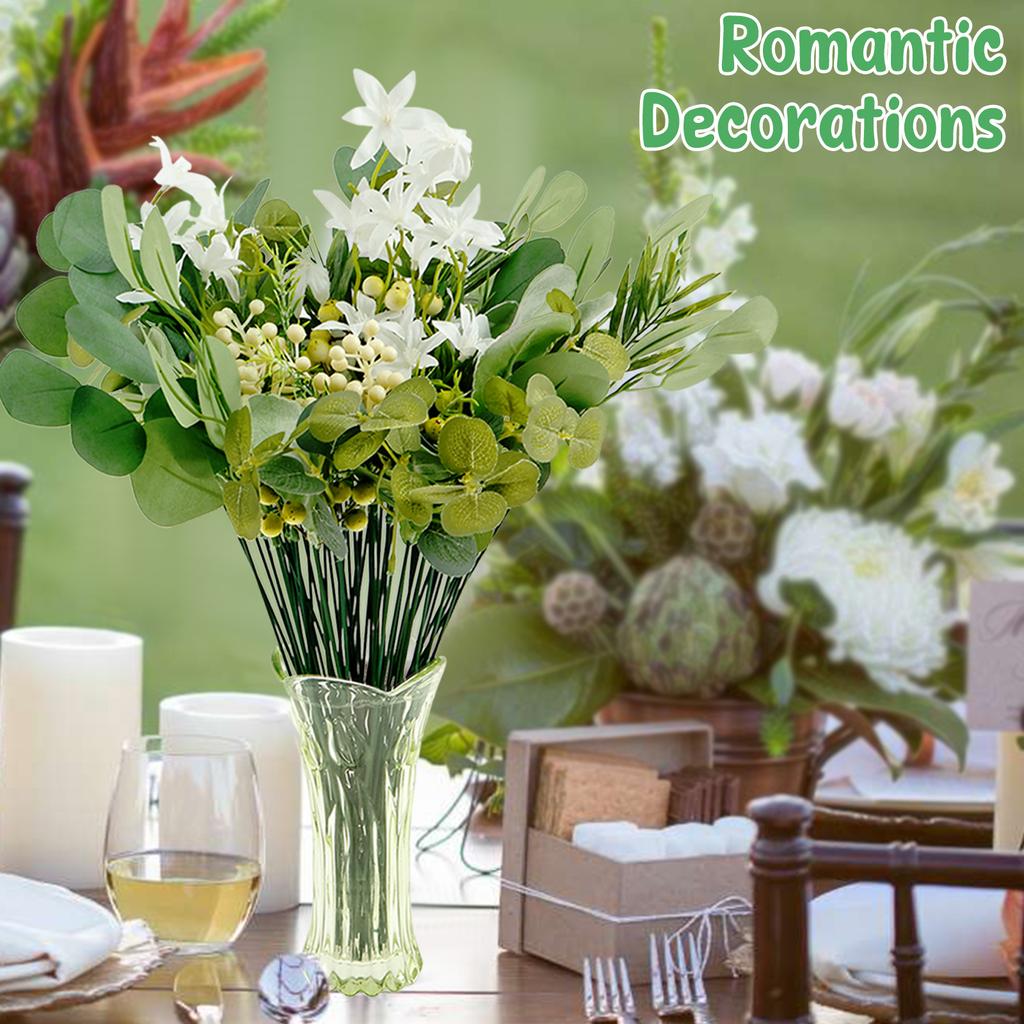 70/75Pcs Faux Greenery Combination Set Artificial Wedding Bouquet Set Faux Flowers Kit for Wedding Home Decoration