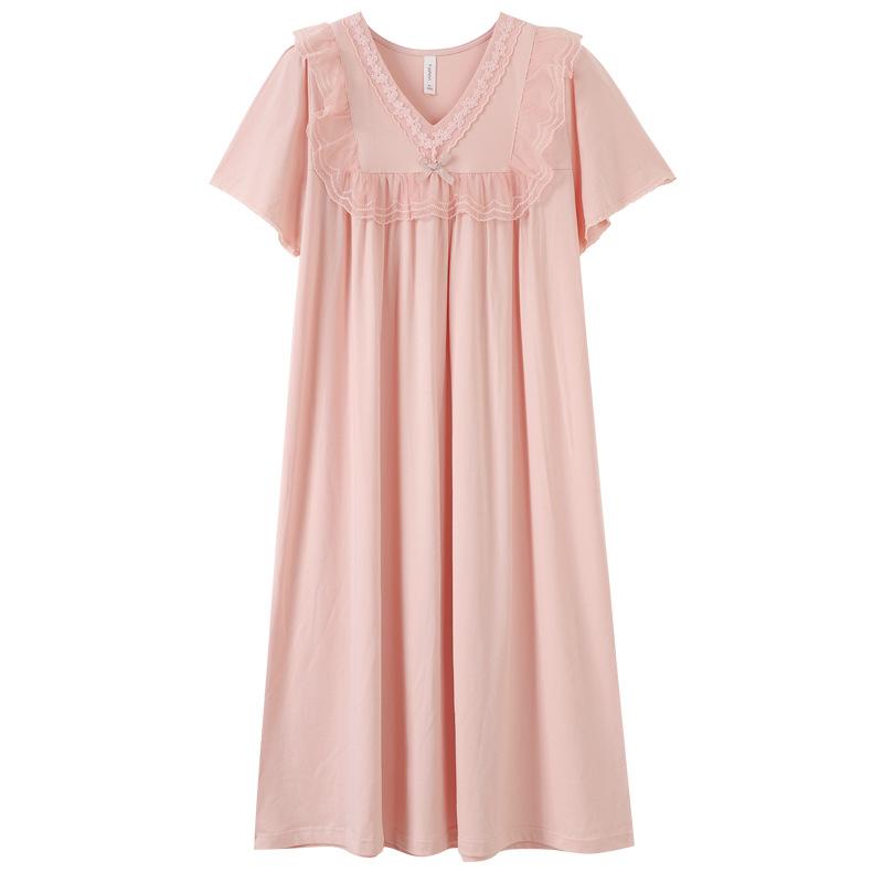 Pajamas women's summer cotton short sleeves 1011 new simple and high-end pregnant women can wear loose loungewear dresses