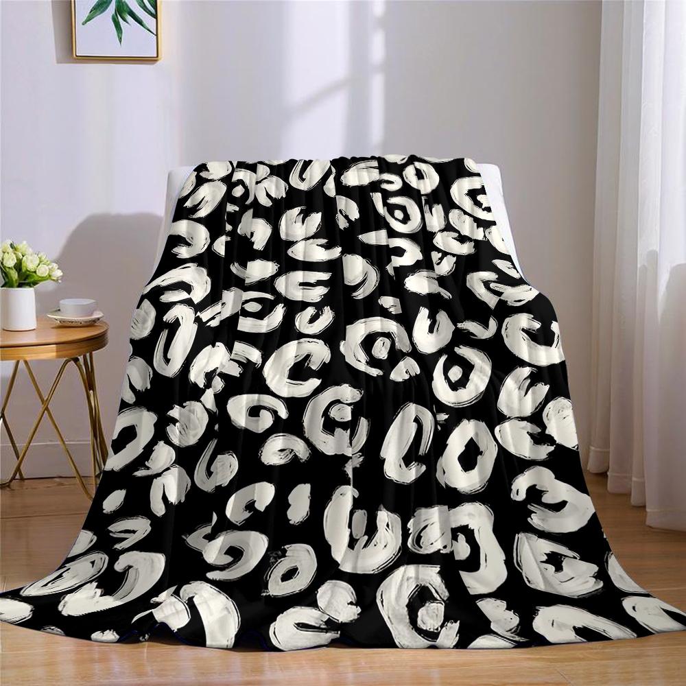 Schwarz Weiß Abstrakte Punkte Flanelldecke Warm Weich Halloween Weihnachten Sofa Warm Gemütlich Dekoratives Dekor Geschenk für Alle Jahreszeiten