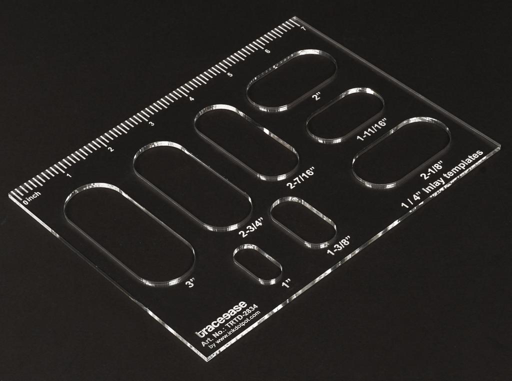 Traceease 1 buc Șablon dreptunghiular cu 8 șabloane geometrice ovale încrustate 7,2" x 18,2" inci Riglă geometrică pentru măsurători DIY,- 1 8" Grosime