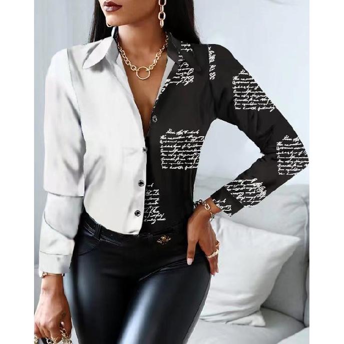 Jarní a podzimní novinka Dámské Univerzální Dlouhý rukáv Každodenní Business Dojíždění Elegantní Pohodlí Sexy spodní košile Top