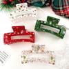 Christmas Reindeer & Snowman Print Hair Claw - Festive Updo Accessory