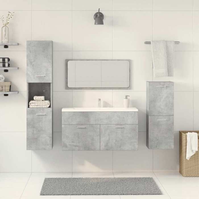 VidaXL Bathroom Furniture Set 4 Pcs Concrete Grey, Bathroom Cabinet, Bathroom Cupboard, Furniture 3324866