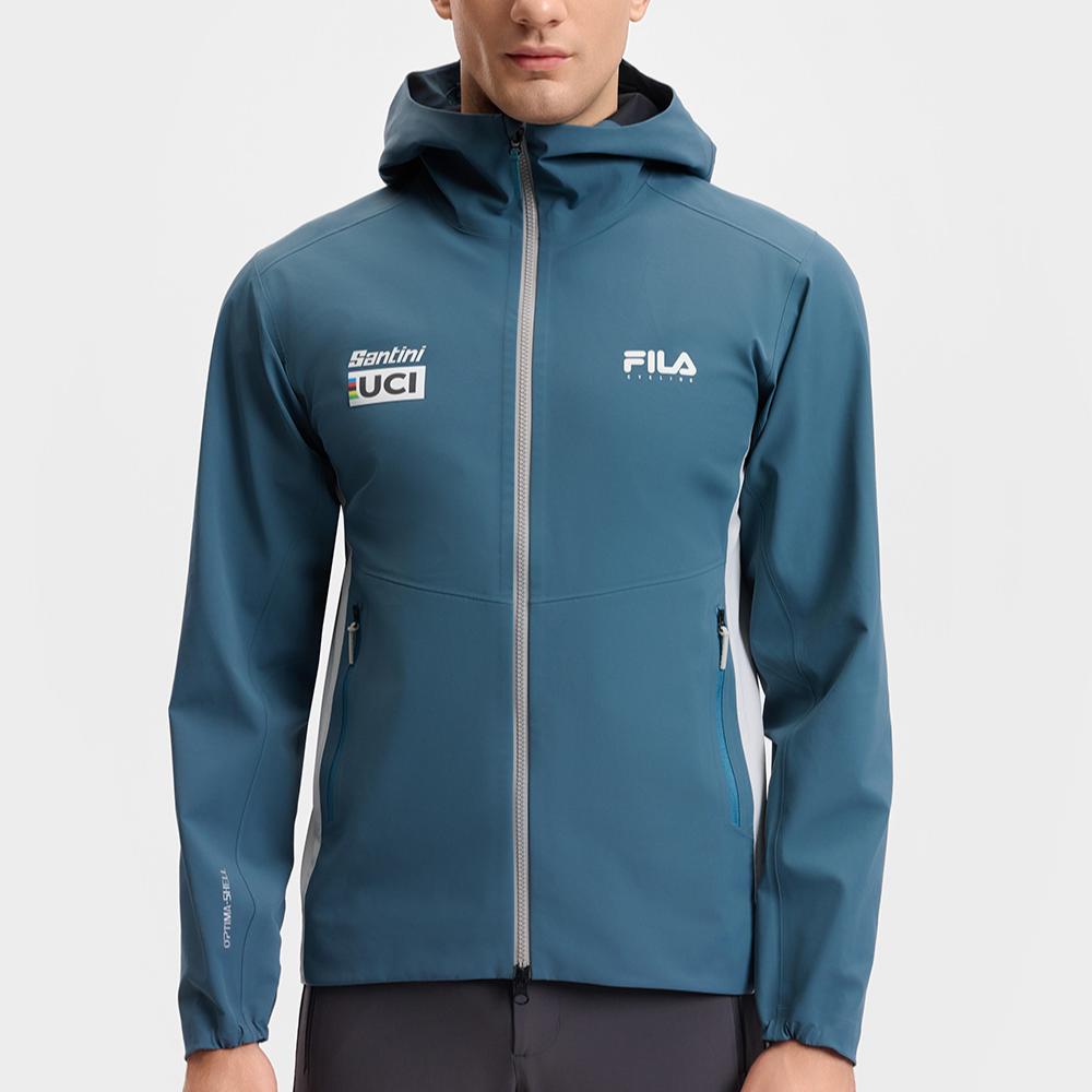 FILA Cycling Fashion Versatile Sports Hooded Long Sleeve Waterproof Windproof Warm Jacket Men Jacket Dark-Reef-Blue A11M518702F-DB