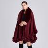 Cape en Fourrure Femme Vêtements d'Hiver Ponchos Épais et Chauds Châle Shawl Manteau Cardigan Longs Amples Manteaux