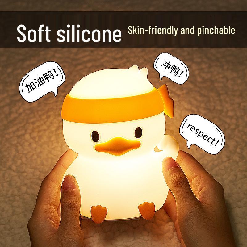 Silicone Rechargeable Duck Night Light - Creative Bedside Lamp with Timer & Atmosphere Lighting