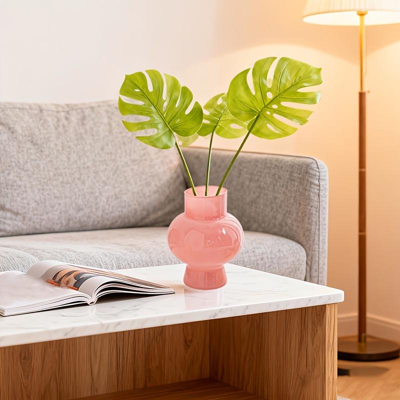 1pc Bohemian Style Pink Glass Vase, Minimalist Vintage Design for Hydroponic Fresh Flowers, Irregular Shape, Ideal for Home