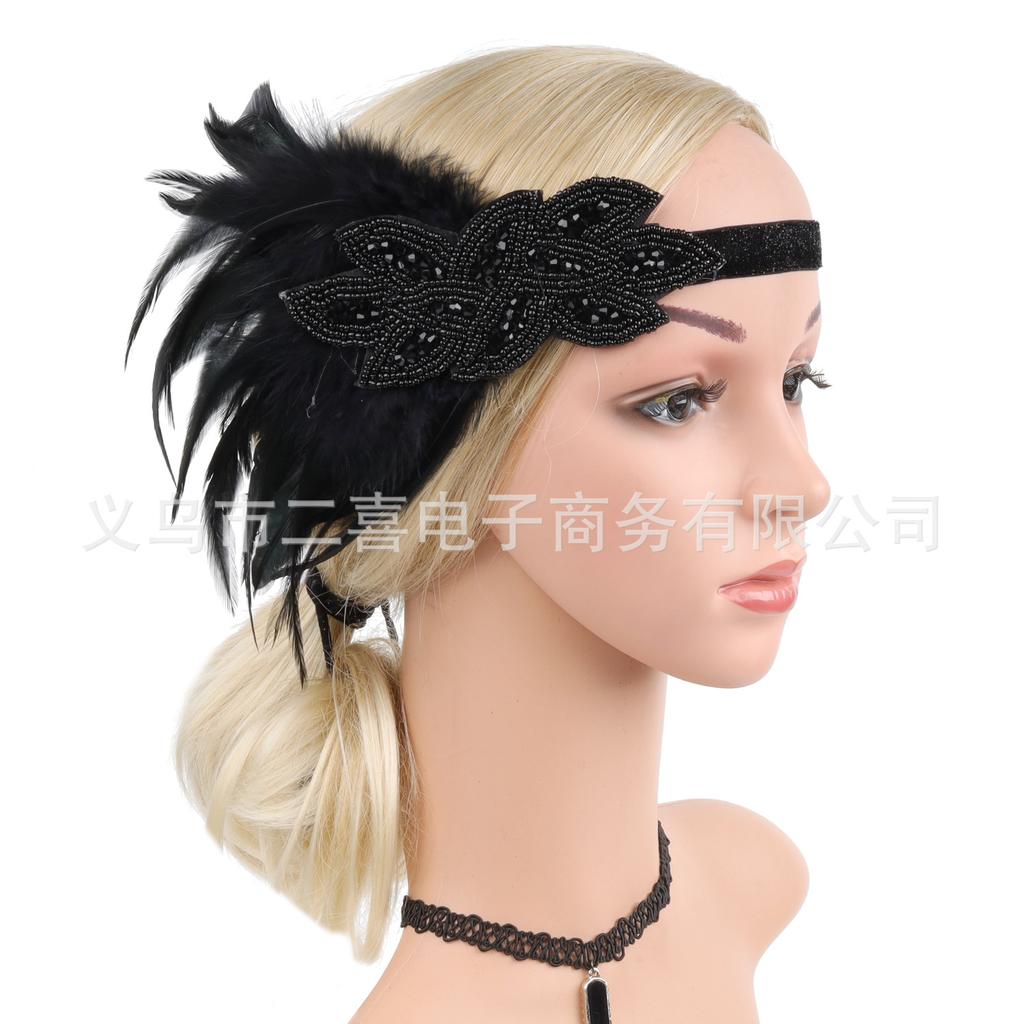 New S Gatsby Ball Feather Headband European and American Vintage Party Dinner Party Headband