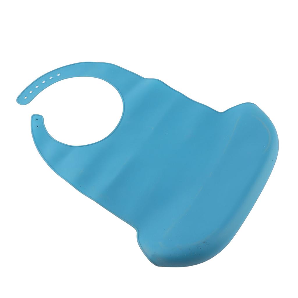 Adult Elderly Bib Waterproof Silicone Clothing Protector Eating Bib with Crumb CatcherBlue