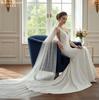 Einstufiger Tüll-Brautschleier mit Perlenbesatz und Metallkamm, 100 cm/200 cm lang, Weißer Hochzeitschleier für Braut, Elopement, Hochzeitsporträt, Fotoshooting