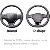 ALEMODR Black Carbon Fiber Leather Steering Wheel Cover Universal 15 inch