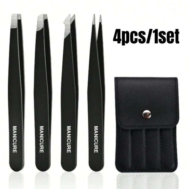 1/1pc Stainless Steel Eyebrow Tweezers Kit Eyebrow Eyelash Tweezers with Storage Bag Beauty Salon Home Hair Removal Tweezers