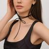 Long Velvet Rope Necklace French Black Ribbon Bow Choker Sexy Chic Neck Jewelry for Women Evening Party Banquet Birthday Gift