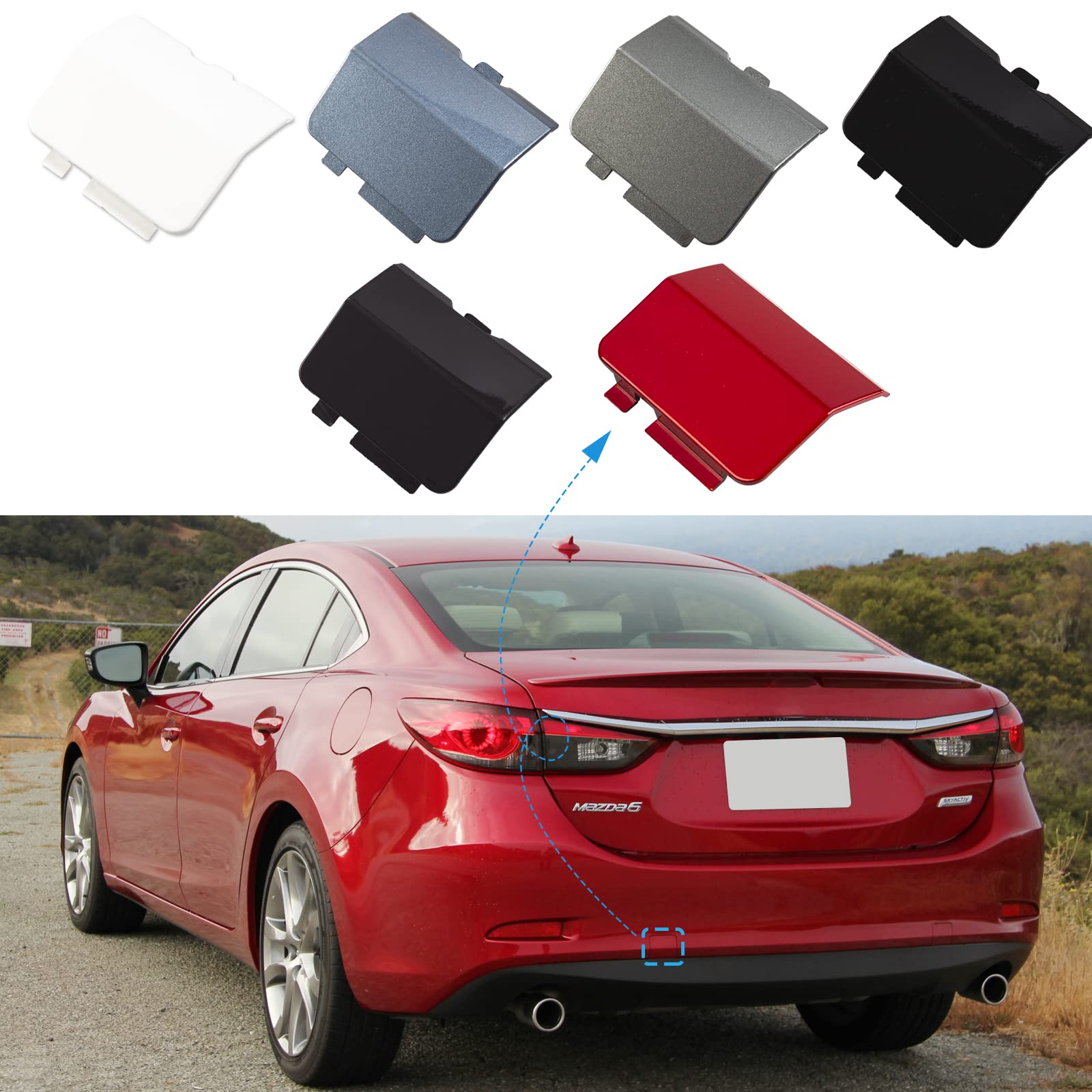 Rear Bumper Tow Hook Cover Towing Eye Cap Mazda 6