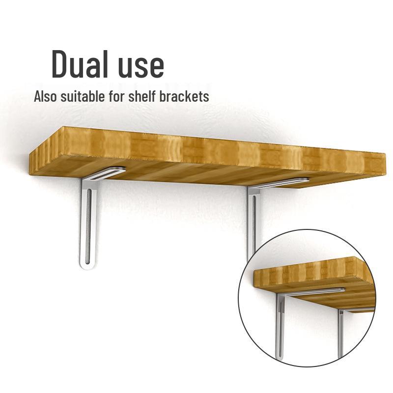 Stainless Steel 90° Movable L-Shaped Corner Bracket with Long Hole for Shelf Support