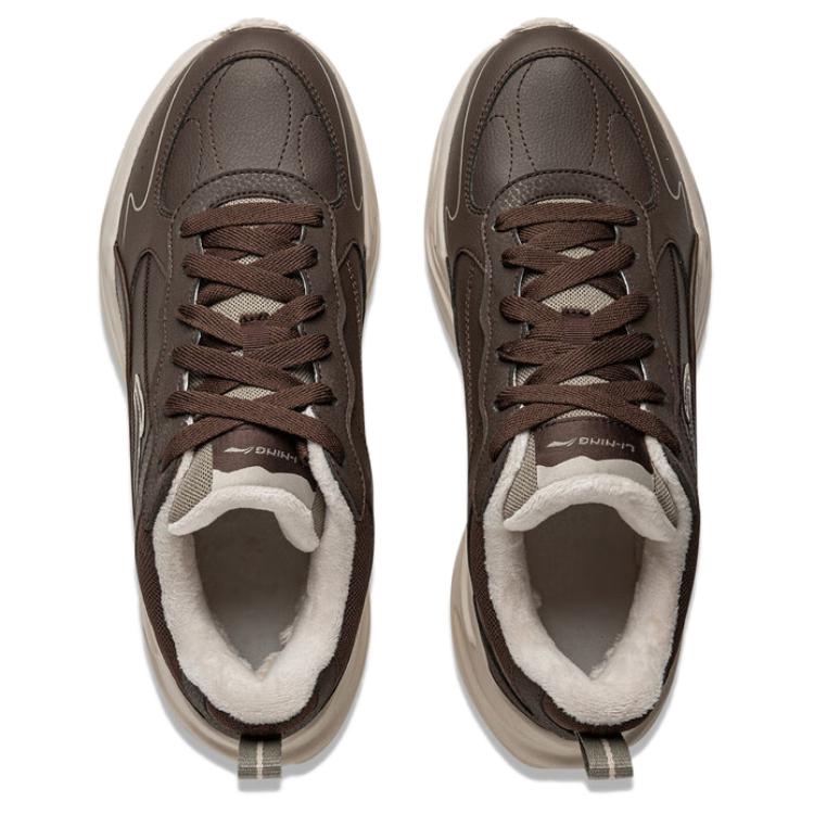 Li Ning Ln Defender Comfortable Trendy Fleece Non-Slip Lightweight Low-Top Casual Shoes Men Casual Shoes Brown AGLU101-3