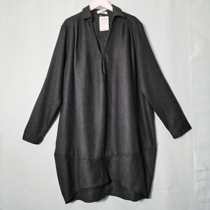 Export Export Tail Goods V Neck Pullover Long Sleeves Mid Length Long Length Shirt Cocoon Shaped Wide Version Slim Fit Slimming Dress Spring & Fall