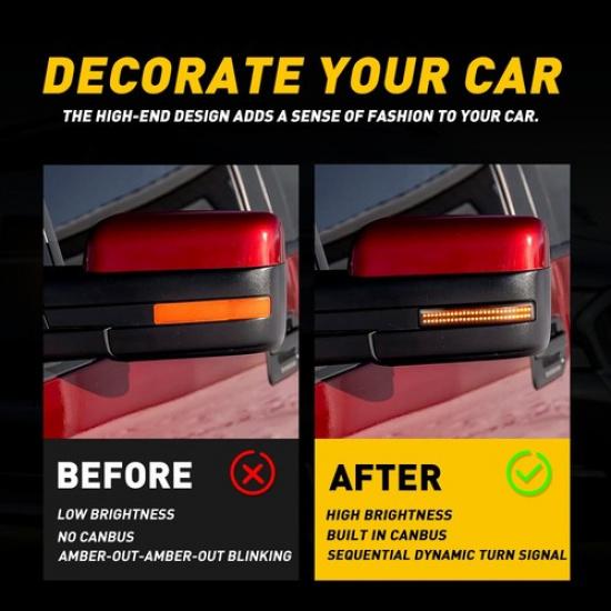 Passend für 2009-2014 Ford F-150 Getönte Sequenzielle LED Seitenspiegel Blinkerlicht EXV