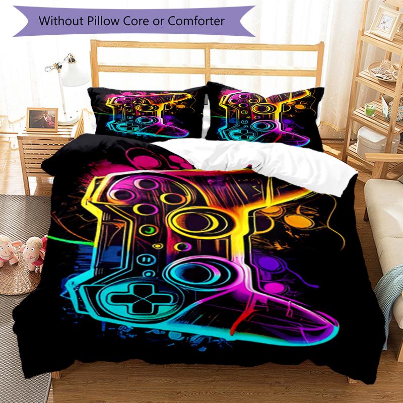 3pcs Game Controller Bedding Set Duvet Cover Closure Includes 1 Duvet Cover & 2 Pillowcases, Soft and Comfortable for All Seasons.