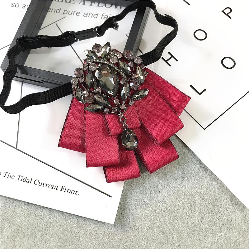 Korean Version of Bow Tie Female College Style Japanese Free-play Female Collar Flower Diamond Jewelry Shirt Accessories Male Bo