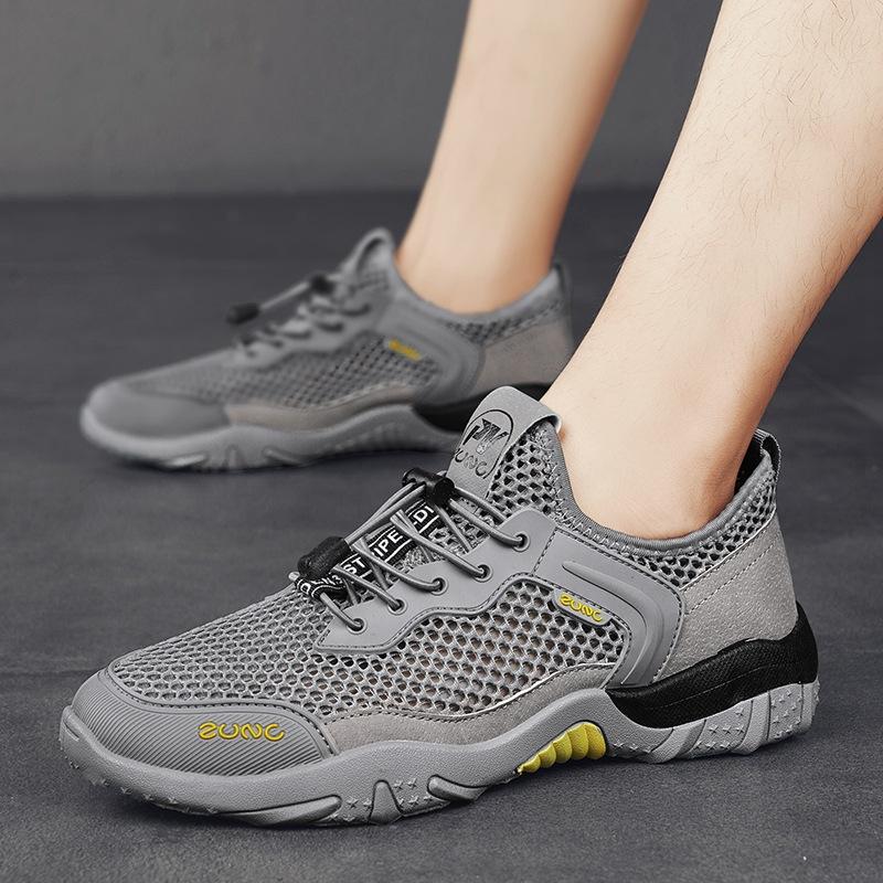 Mesh Shoes Men's Casual Sports Trendy Shoes Men's Summer 2024 New Men's Shoes Large Mesh Hollowed Out Breathable Traceability Shoes