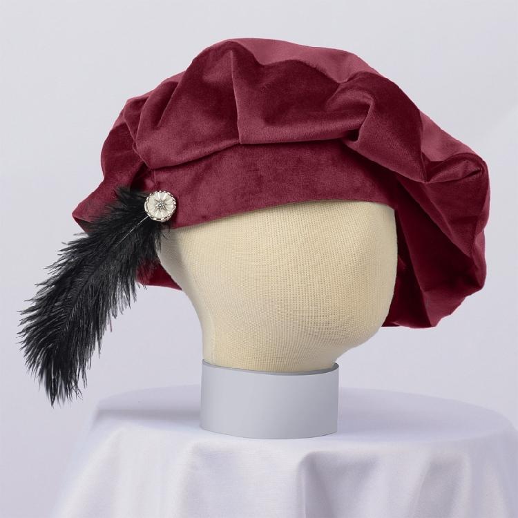 Renaissance Feather Hat Light Weight Polyester Medieval Beret Cap For Men Women Kid Halloween Renaissance Themed Event