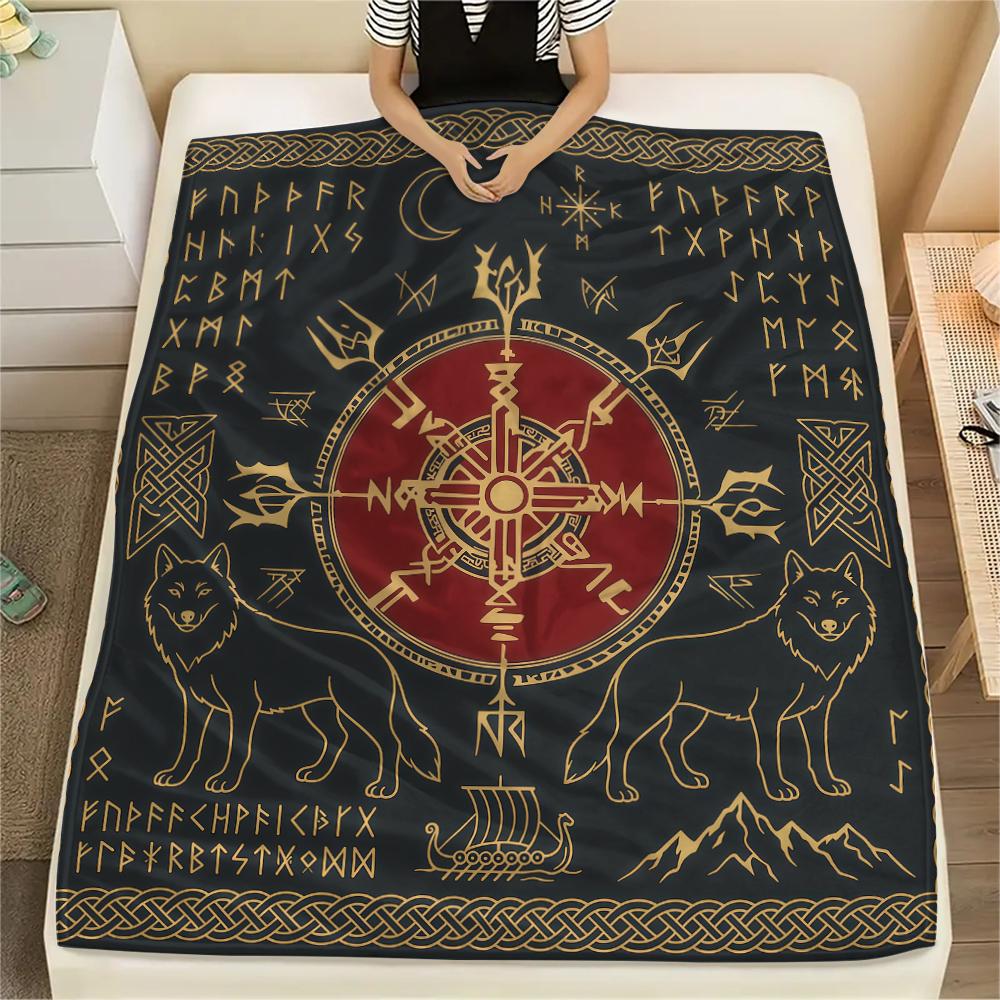 Viking animal snake Print Flannel Blanket High quality Comfortable for All Seasons Home Decor Warmth and Comfort Perfect for Christmas Gifts
