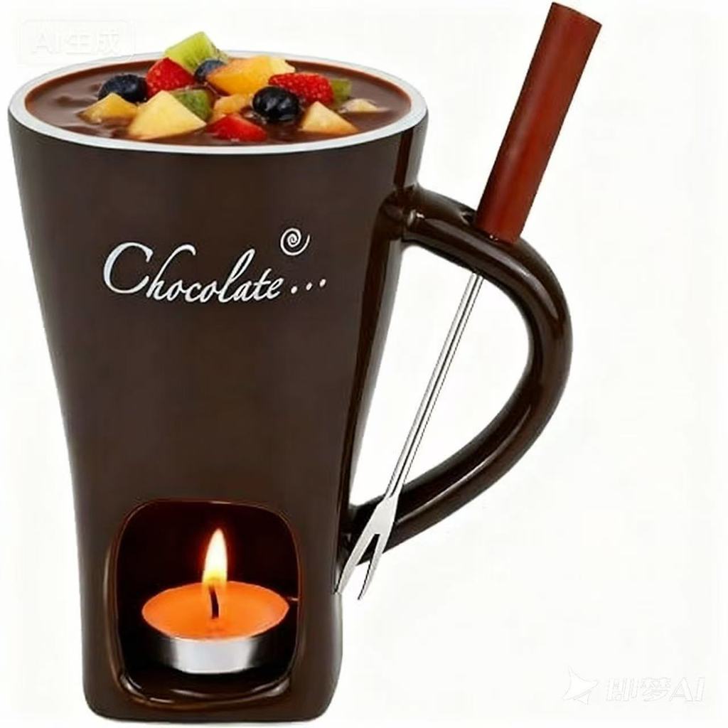 Kreative Schokoladen-Käsefondue-Tasse mit Gabel Keramik-Hot-Pot-Tasse für Dessertliebhaber
