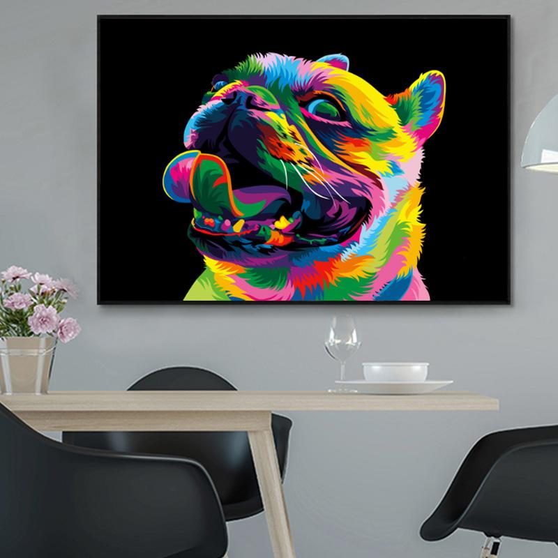 

Современная абстрактная настенная живопись на холсте, постеры с животными и принты, Лев, собака, кошка, настенная картина для украшения гостиной, без рамки 21*30cm