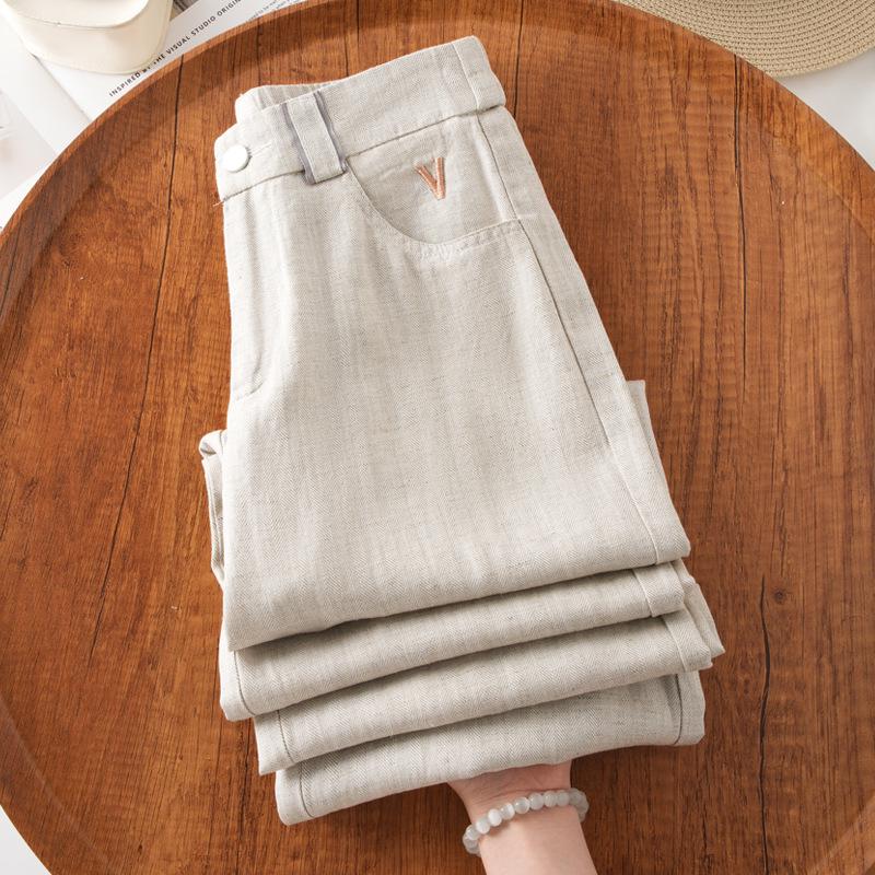 Women's Cotton-Linen Wide-Leg Pants - 2026 Spring/Summer Relaxed Fit, Casual Yamamoto Style, Loose Straight-Leg.