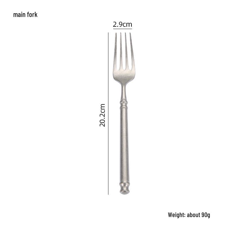 Japanese Snowflake 304 Stainless Steel Matte Cutlery Set: Retro Western Style Steak Knife, Dessert Spoon, Fork.